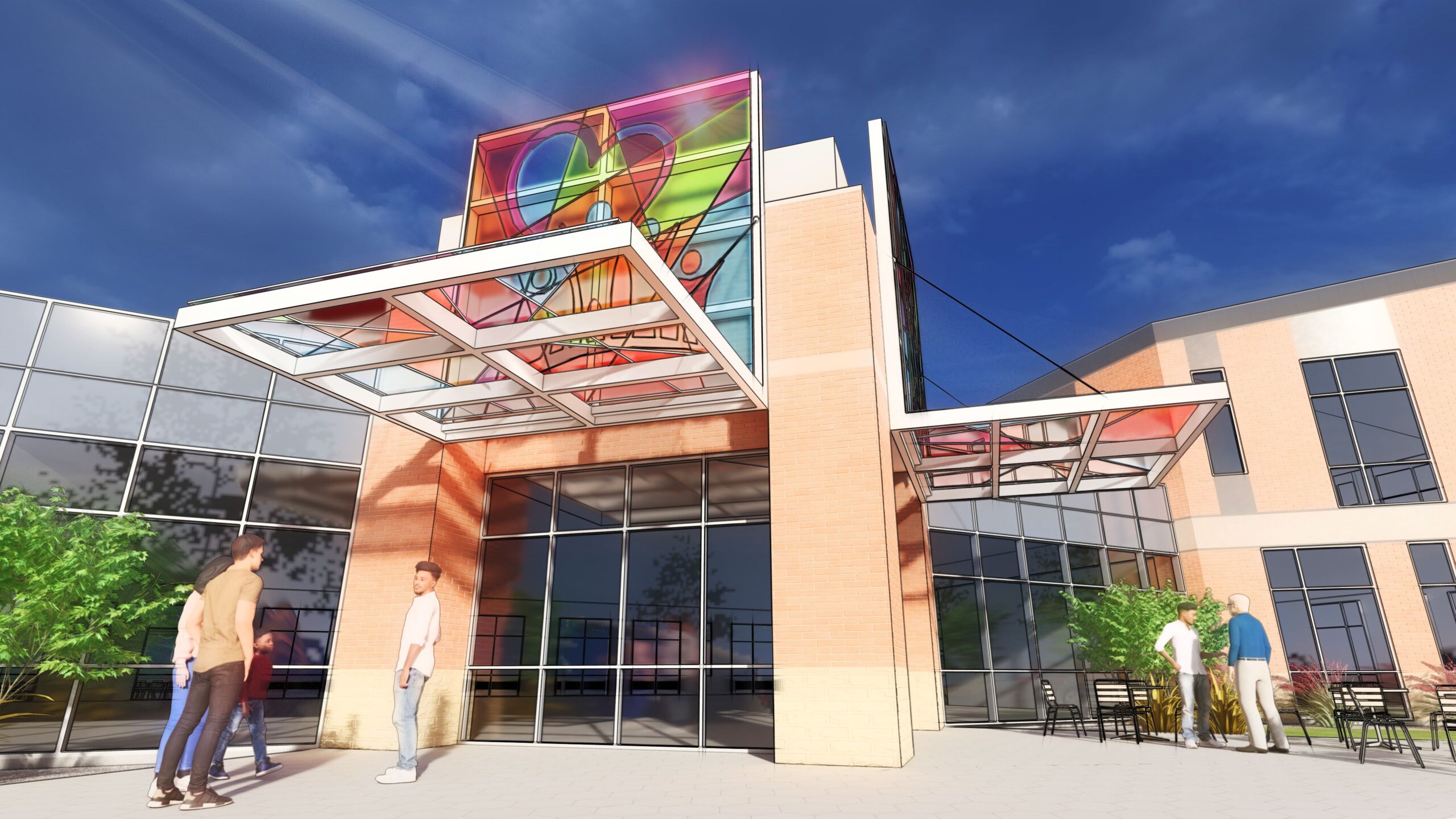 Family Nuturing Center-rendering view at Rear looking West at Multipurpose room